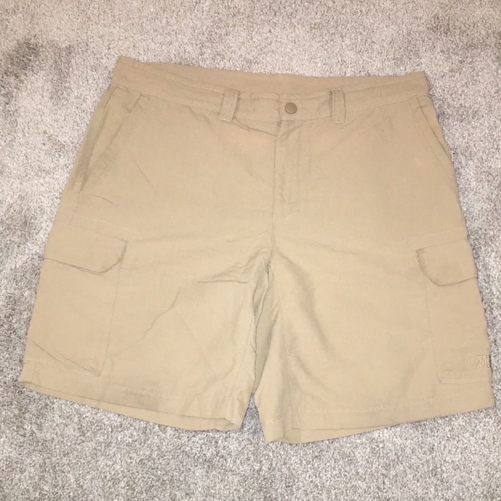 Tan Beige The North Face cargo trail hiking nylon mens shorts 36